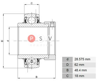 Bearing Z&S LY 206-102 2F 28.575x62x48.4 photo 2