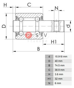 Підшипник Z&S PN00035 15.918x40x74.5 фото 4